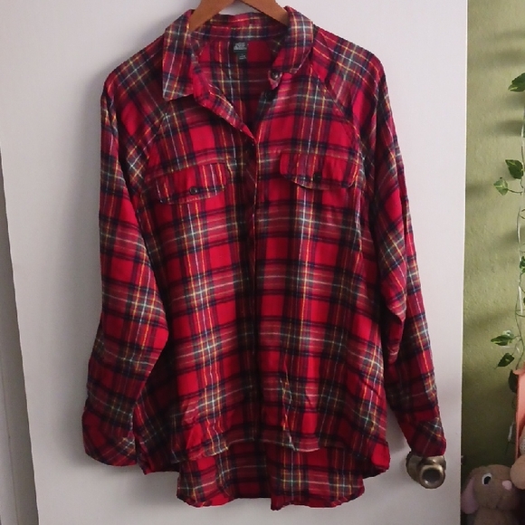 Wild Fable Red and YELLOW, GREEN Plaid Shirt - Picture 1 of 6